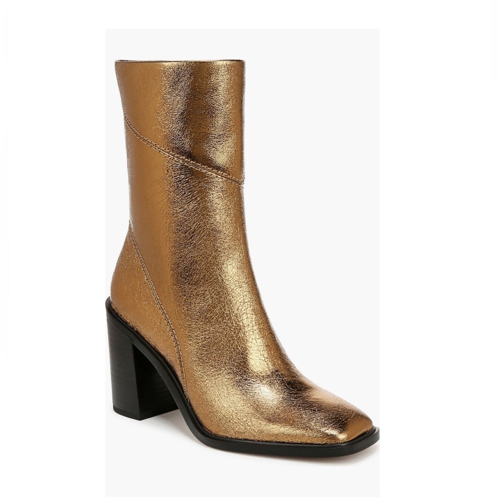 Franco Sarto Stevie Mid Calf Boot Bronze Metallic Dark Gold Women’s Size 8